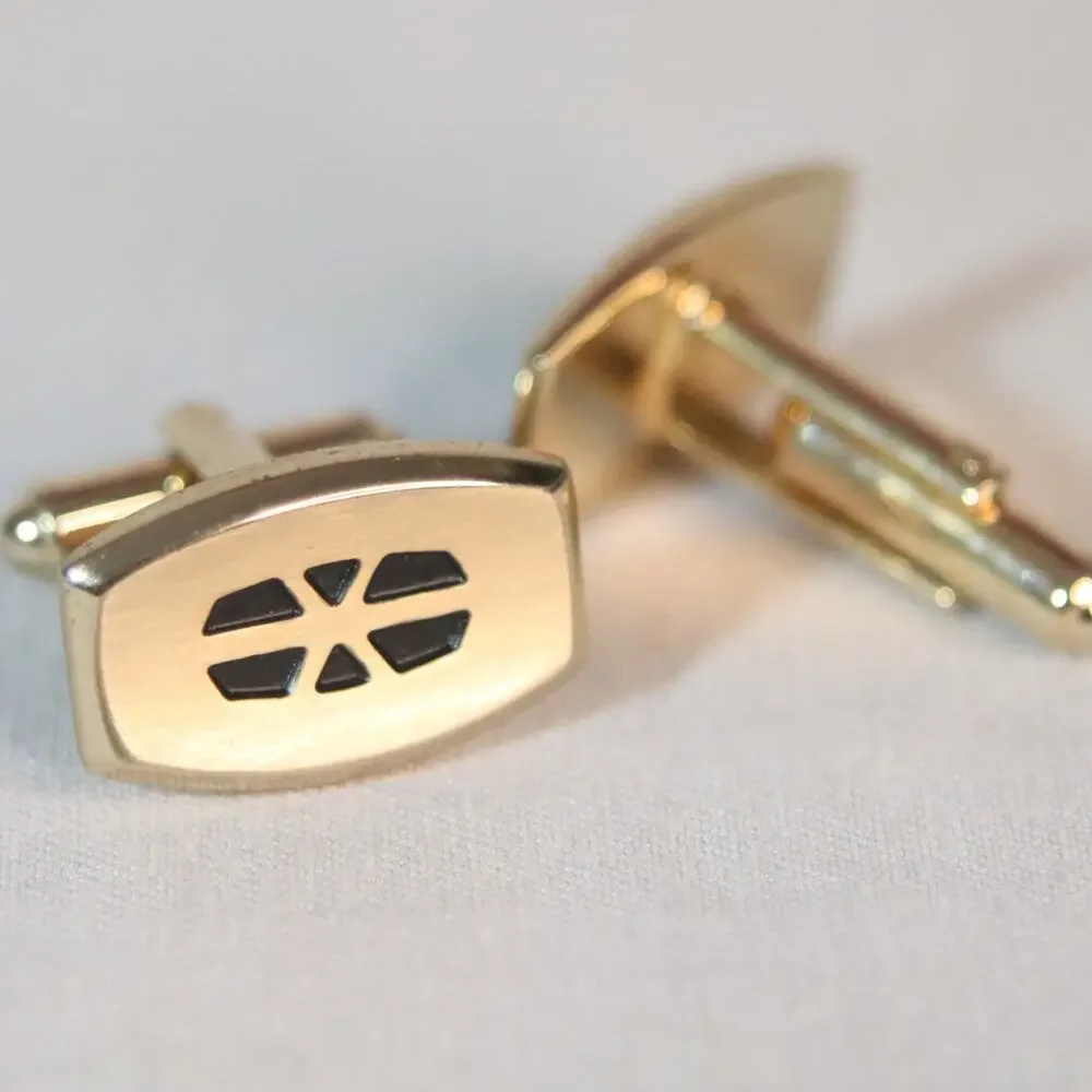 💎Hickok Vintage Cuff Links Gold Tone Goemetric Shapes